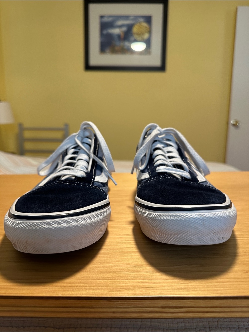 Vans Men’s Navy and White Skate Old Skool Sneakers - Picture 2 of 13